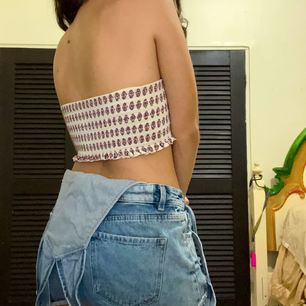 White + pink patterned bandeau